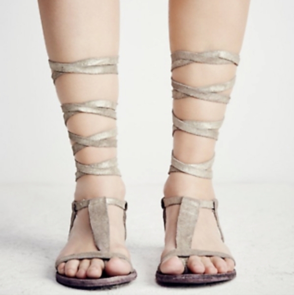 Free People Dahlia Womens Gladiator Lace Up  shoes Sandals Flip Flop sz 9 - Picture 1 of 11